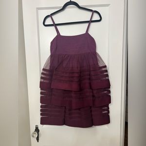 Marc by Marc Jacobs burgundy organza tiered mini dress size 2